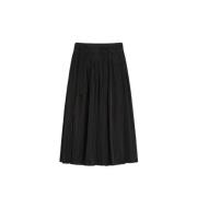 Zwarte Geplooide Taffeta Rok Max Mara , Black , Dames