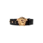 Leren riem met applicaties Versace , Black , Heren