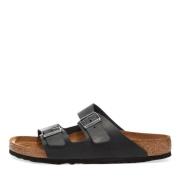 Zwarte Geolied Leren Sandalen Birkenstock , Black , Heren