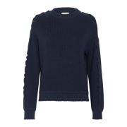 Midnight Marine Gebreide Pullover Trui Kaffe , Blue , Dames