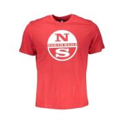 Rood Katoen Print Logo T-Shirt North Sails , Red , Heren