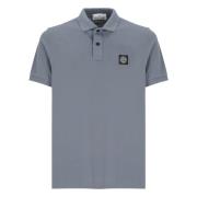 Blauw Katoenen Poloshirt met Logopatch Stone Island , Blue , Heren