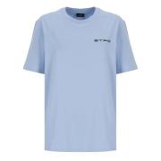 Lichtblauw Katoenen T-shirt met Logo Etro , Blue , Dames