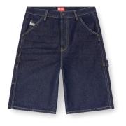 Blauwe Denim Bermuda Cargo Shorts Diesel , Blue , Heren