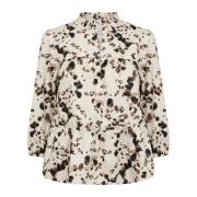 Luipaardprint Blouse met Ruches Part Two , Multicolor , Dames