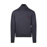 Grijze Sweater met Rode Accents Ami Paris , Gray , Heren