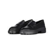 Zachte leren loafers met elegante stiksels AGL , Black , Dames