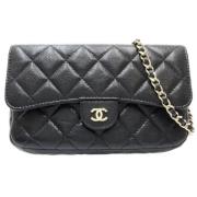 Pre-owned Leather wallets Chanel Vintage , Black , Dames