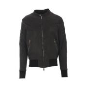 Zwarte leren bikerjas rits Giorgio Brato , Black , Heren