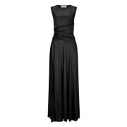 Elegante Avondjurk met Plissé Detail Nicowa , Black , Dames