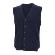 Navy Blauw Wollen Vest V-Hals Kangra , Blue , Heren