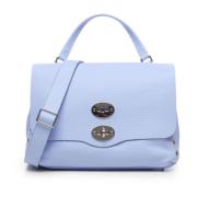 Blauwe leren schoudertas met binnenzak Zanellato , Blue , Dames