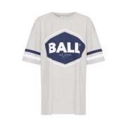 Sportieve Oversized Tee met Gestreepte Mouwen Ball , Gray , Dames