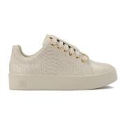 Comfortabele leren sneakers met reliëfpatroon Kazar , White , Dames