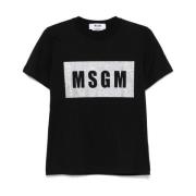 Katoenen T-shirt Msgm , Black , Dames