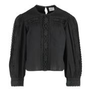 Linnen blouse met kanten inzetstukken Isabel Marant Étoile , Black , D...