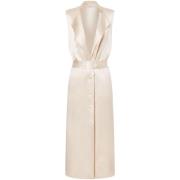 Ivoor Mouwloos V-hals Jas Philosophy di Lorenzo Serafini , Beige , Dam...