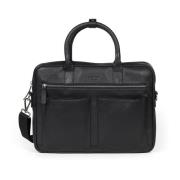 Zwarte leren laptoptas Howard London , Black , Heren