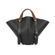 Zwarte Korrelige Leren Tote Tas Maison Margiela , Black , Dames