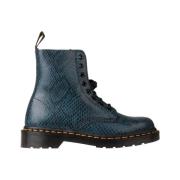 Blauwe Viper Leren Laarzen Dr. Martens , Blue , Heren