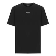 Zwarte Katoenen Crewneck T-shirt met Logo Dsquared2 , Black , Heren