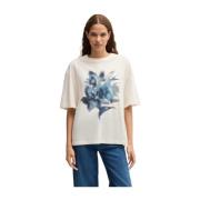 Gedrukt Katoen Oversized T-shirt Hugo Boss , White , Dames