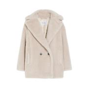 Luxe Teddyjas met Alpaca en Zijde Max Mara , Beige , Dames