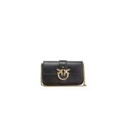 Zwarte leren handtas voor vrouwen Pinko , Black , Dames