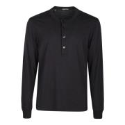 Zwarte Henley Longsleeve T-Shirt Tom Ford , Black , Heren