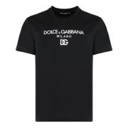 Essentiële Katoenen Crew-neck T-shirt Dolce & Gabbana , Black , Heren