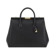 Elegante Leren Handtas met Gouden Sluiting Dolce & Gabbana , Black , D...