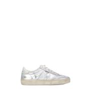 Zilveren Leren Sneakers met Logodetails Golden Goose , Gray , Dames