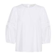 Optical White Blouse met Pofmouwen Kaffe , White , Dames