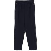 Navy Blue Beaded Trim Trousers Peserico , Black , Dames