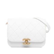 Pre-owned Leather crossbody-bags Chanel Vintage , White , Dames