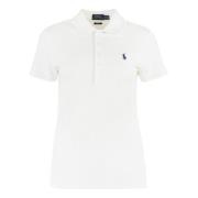 Katoenen Piqué Polo Shirt met Elastaan Polo Ralph Lauren , White , Dam...