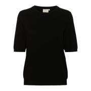 Korte Mouw Gebreide Trui 10507320 Zwart Diep Kaffe , Black , Dames