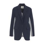 Blauwe Single-Breasted Blazer met Pinstripes Ottod'Ame , Blue , Dames