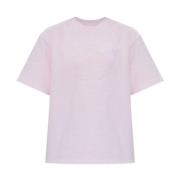 Hartprint T-shirt voor Schouderstijl Ganni , Pink , Dames