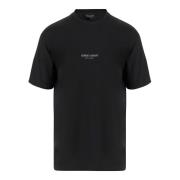 Logo Katoenen T-shirt Zwart Crew Neck Giorgio Armani , Black , Heren