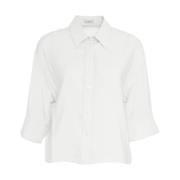 Witte Elegante Blouse met Spreidkraag Himon's , White , Dames