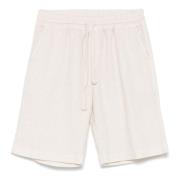 Linnen Elastische Riem Trekkoord Shorts Fedeli , Beige , Heren