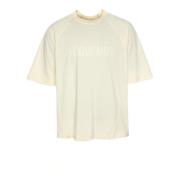 Raglanmouw Logo Print T-Shirt Jacquemus , Beige , Heren