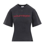 Gedrukt stenen T-shirt met riem Courrèges , Gray , Dames