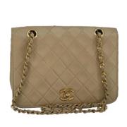 Pre-owned Leather handbags Chanel Vintage , Beige , Dames