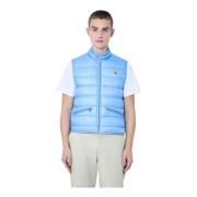 Gewatteerd Down Gilet met Logopatch Moncler , Blue , Heren