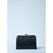 Clutch van natuurlijk korrelleer met logo The Row , Black , Dames