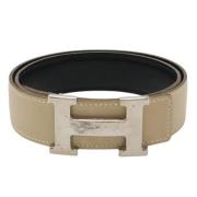 Pre-owned Leather belts Hermès Vintage , Beige , Dames