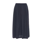 Blauwe Geplooide Midi Rok Elastische Tailleband Ottod'Ame , Blue , Dam...