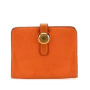 Pre-owned Leather wallets Hermès Vintage , Orange , Dames